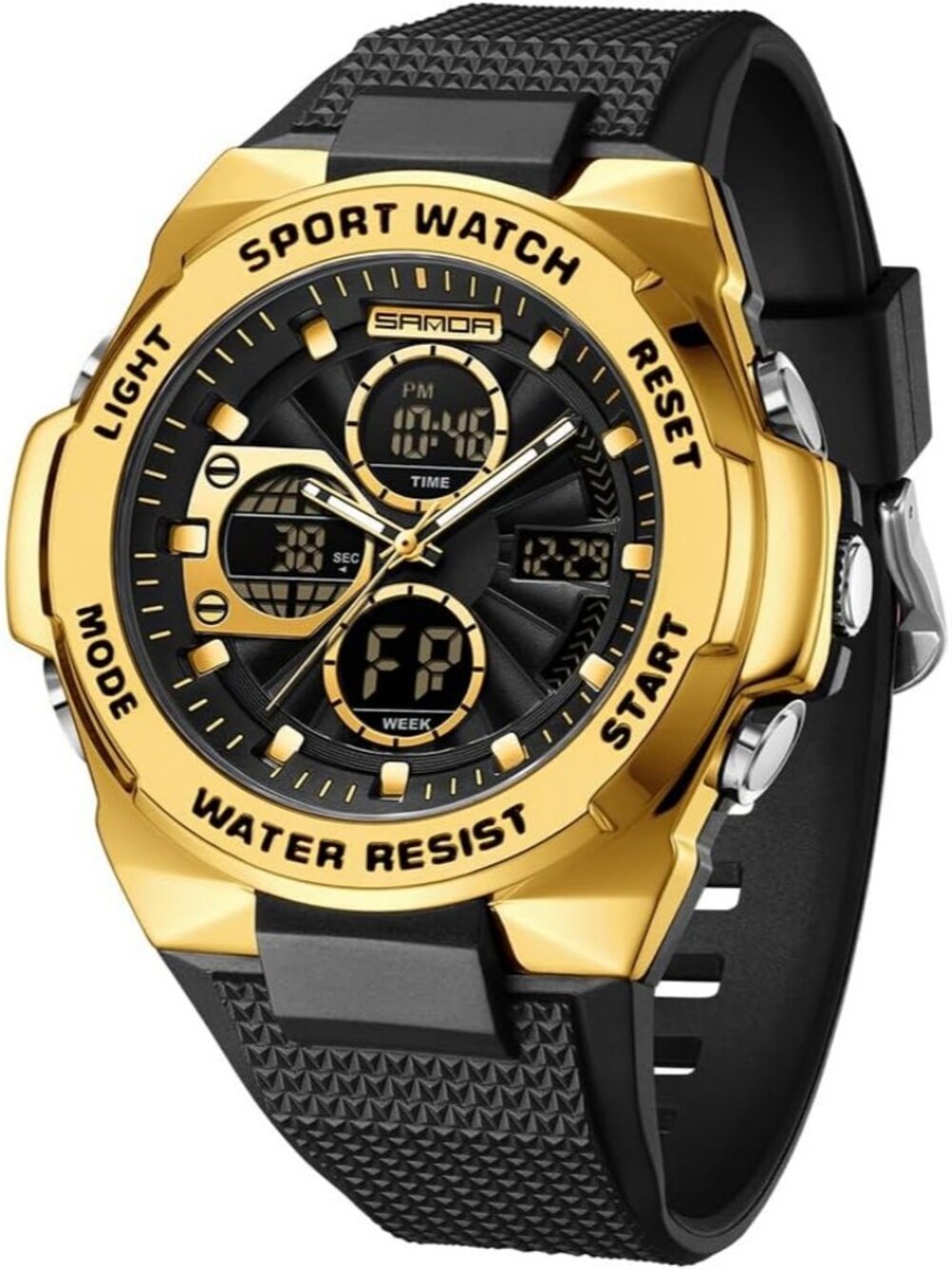 Men's Gold Analog Quartz Electronic Military Multifunction LED Digital Watch